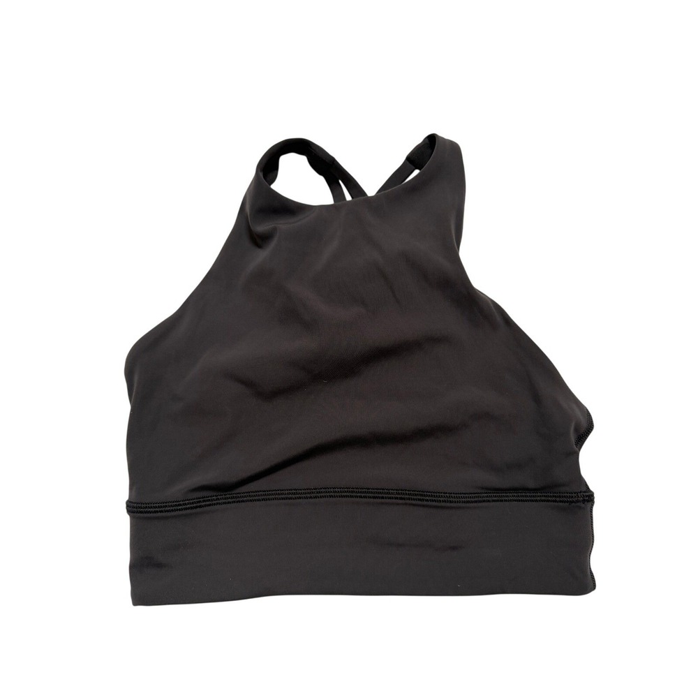 Lululemon Energy Bra High Neck Long Line Tough Black Sports 4 High Neck Strap